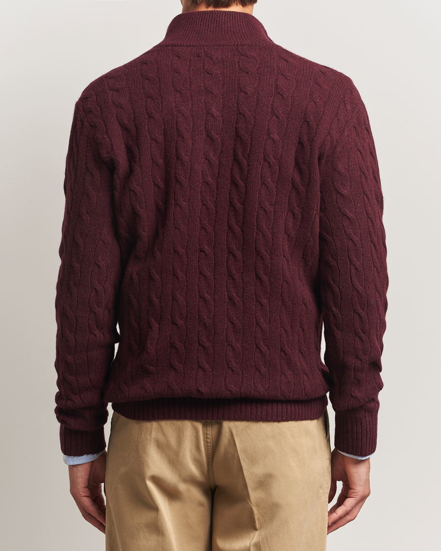 Mies | Puserot | Polo Ralph Lauren | Wool/Cashmere Cable Half Zip Aged Wine Heather
