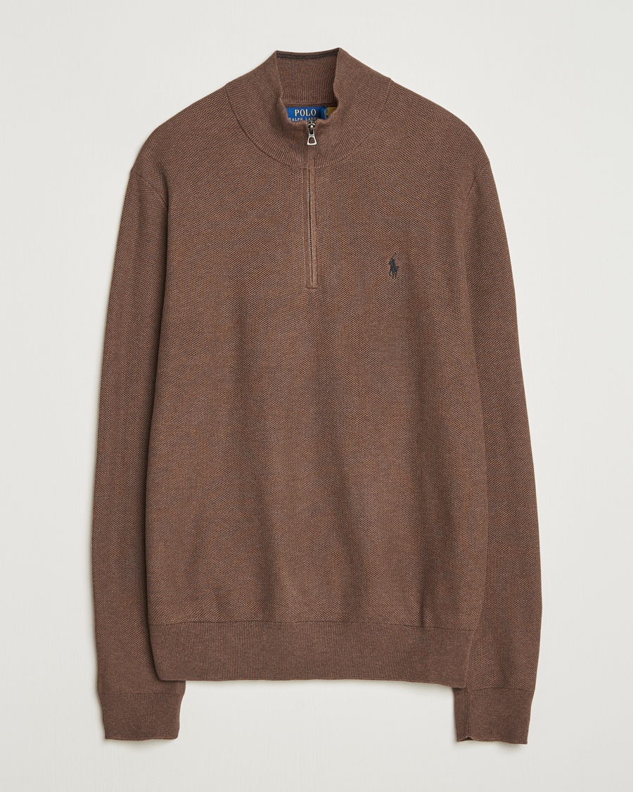Mies | Puserot | Polo Ralph Lauren | Textured Half Zip Nutmeg Brown