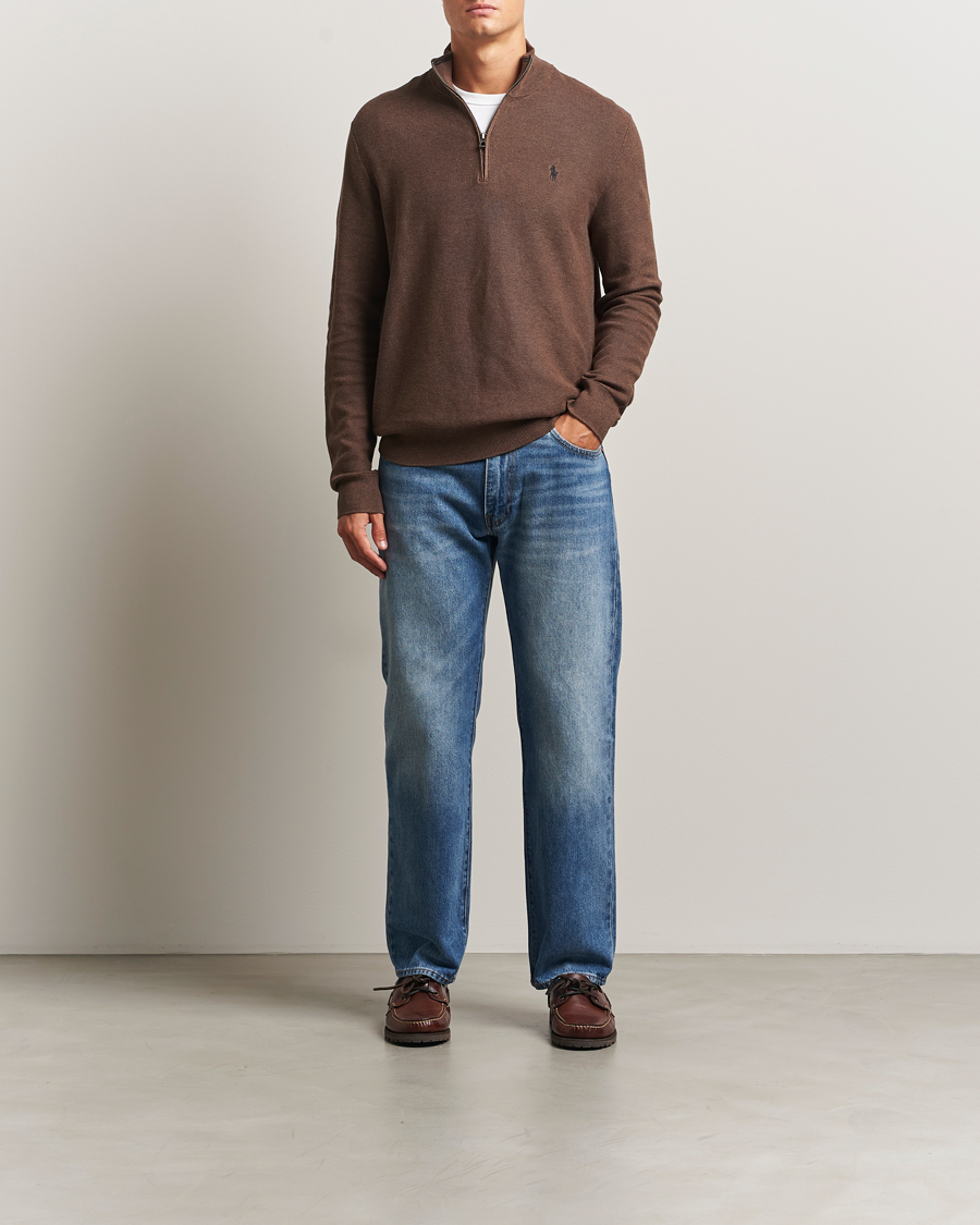 Mies | Puserot | Polo Ralph Lauren | Textured Half Zip Nutmeg Brown