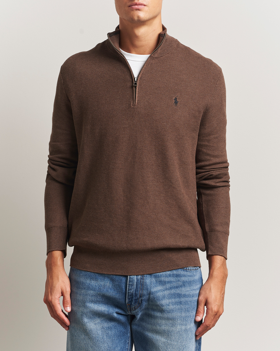 Mies | Puserot | Polo Ralph Lauren | Textured Half Zip Nutmeg Brown