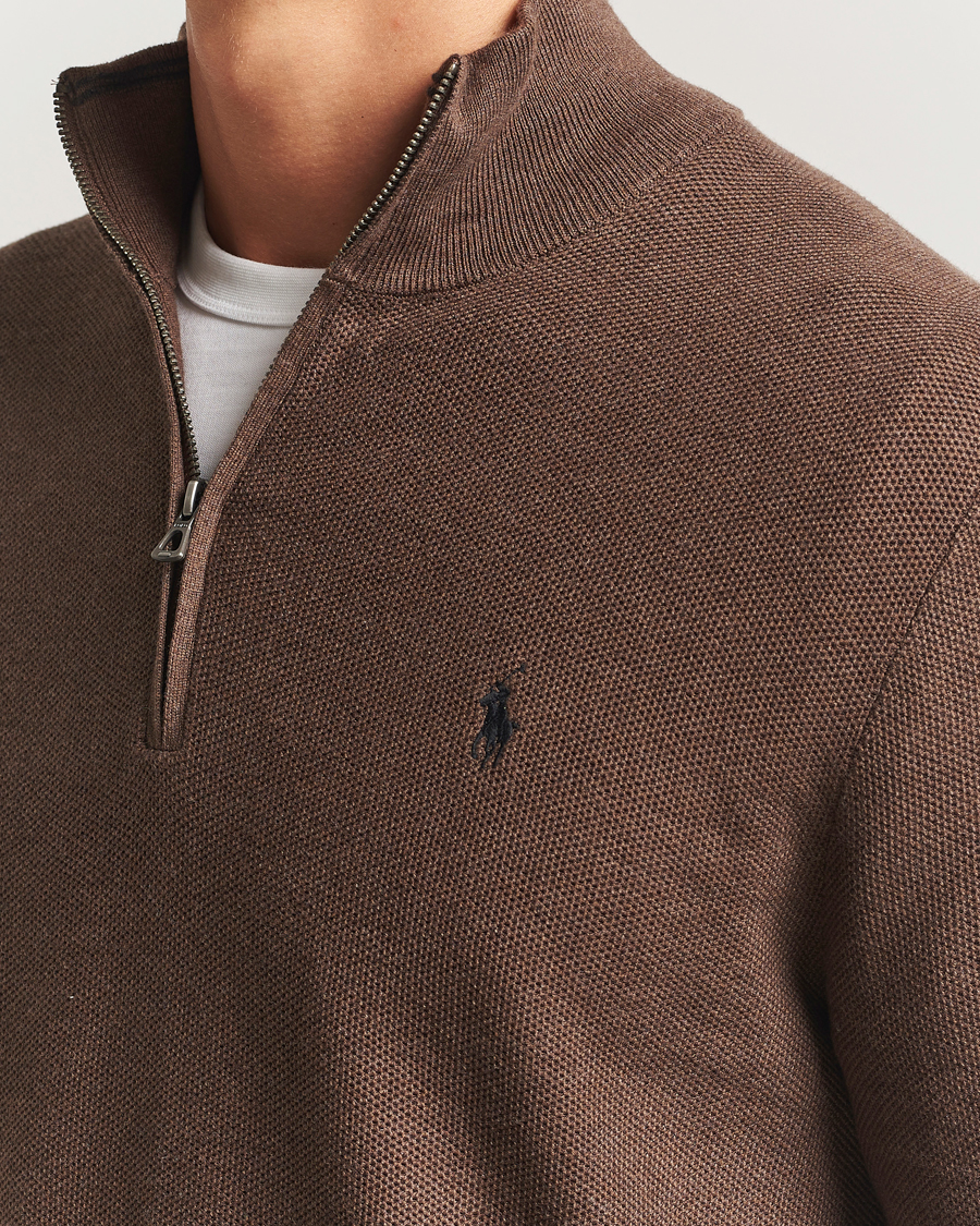 Mies | Puserot | Polo Ralph Lauren | Textured Half Zip Nutmeg Brown
