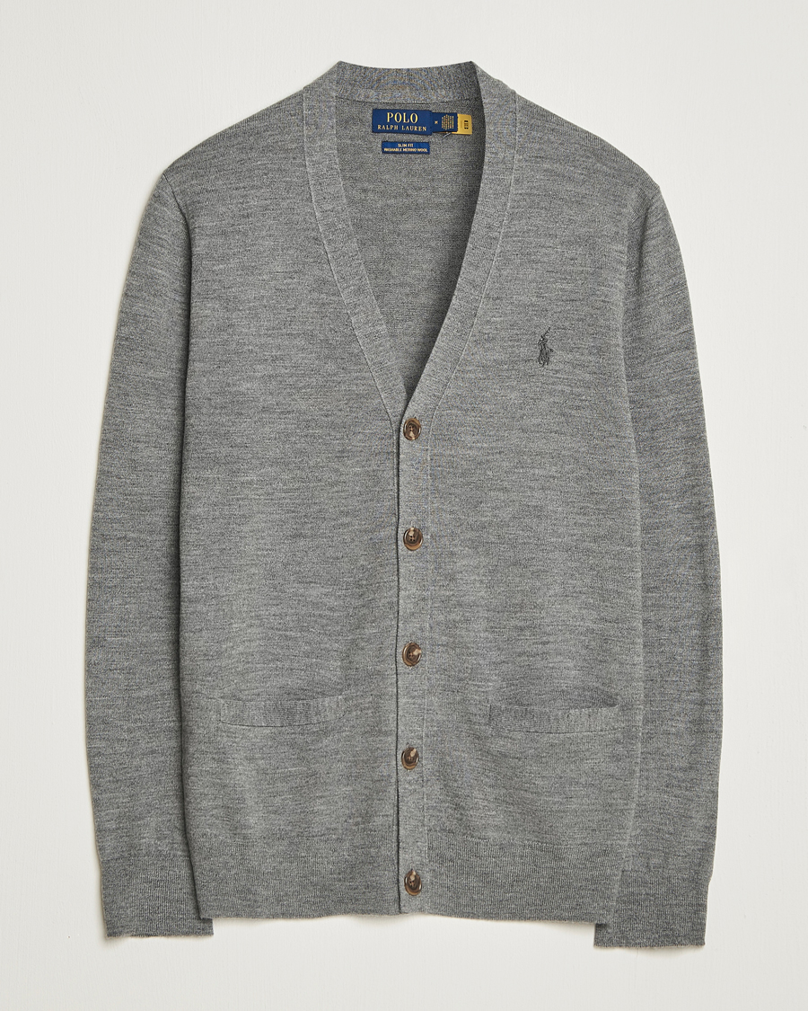 Mies | Puserot | Polo Ralph Lauren | Merino Knitted Cardigan Fawn Grey Heather