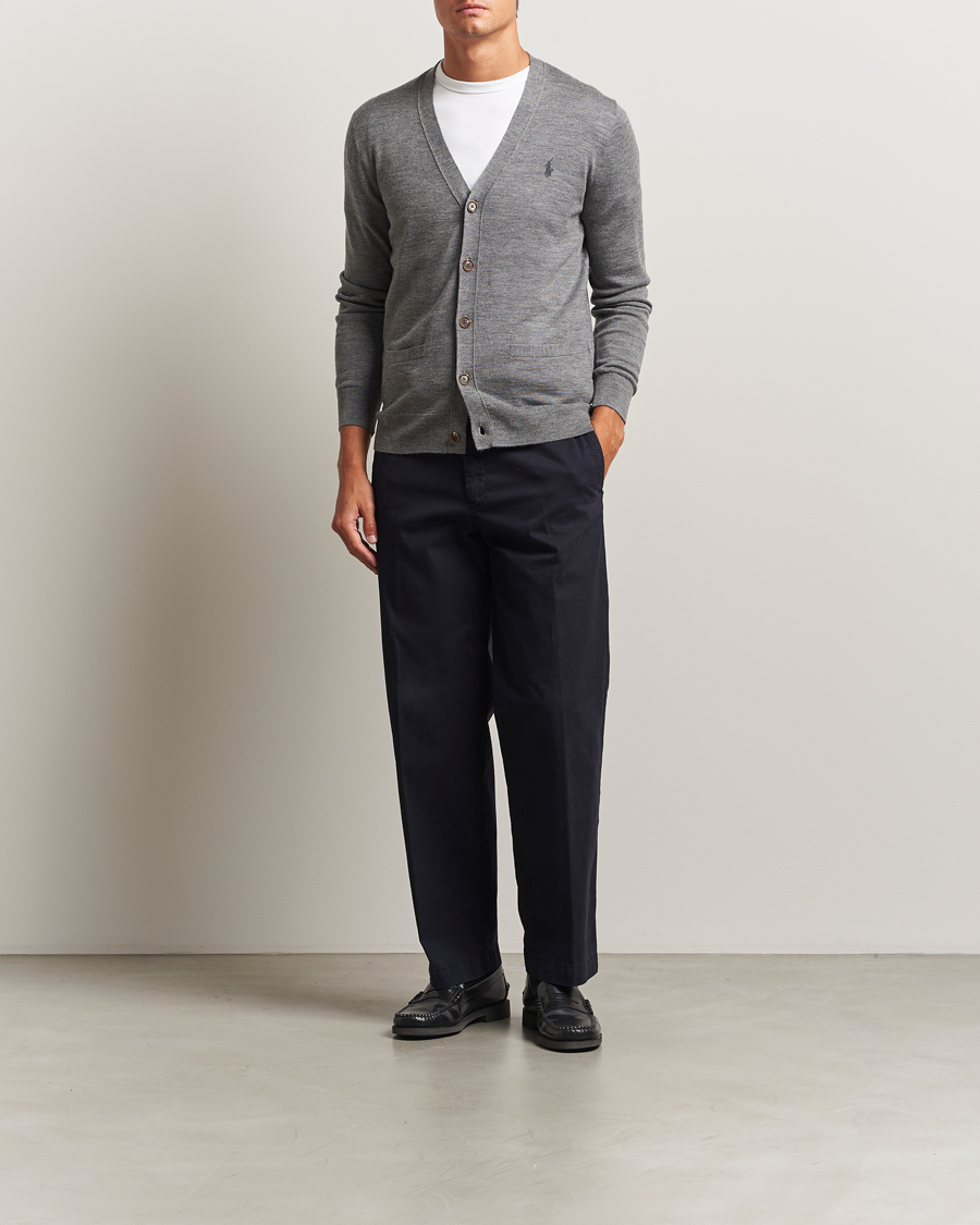 Mies | Puserot | Polo Ralph Lauren | Merino Knitted Cardigan Fawn Grey Heather