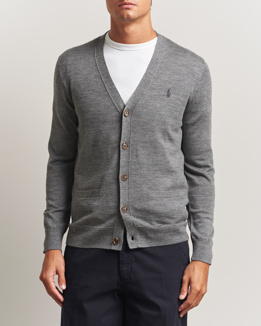 Mies | Puserot | Polo Ralph Lauren | Merino Knitted Cardigan Fawn Grey Heather