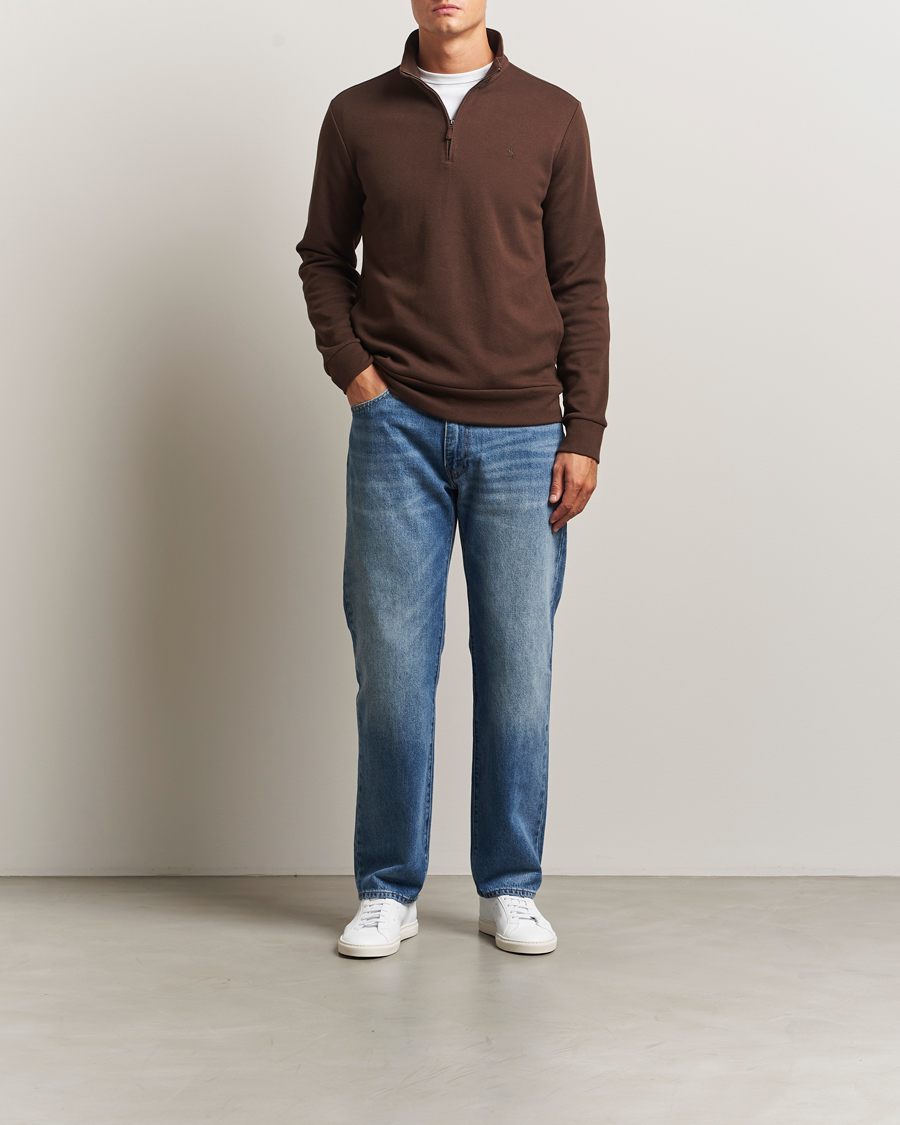 Mies | Puserot | Polo Ralph Lauren | Double Knit Jaquard Half Zip Sweater Nutmeg Brown