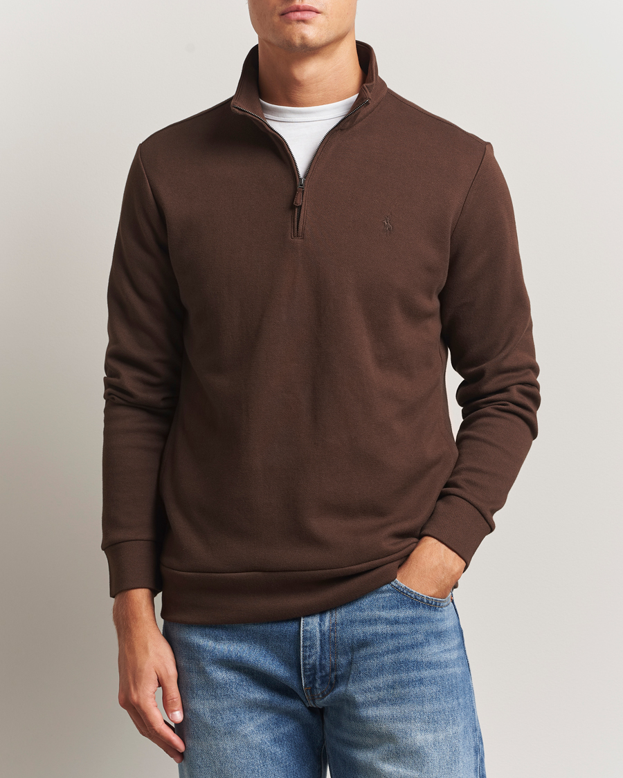 Mies | Puserot | Polo Ralph Lauren | Double Knit Jaquard Half Zip Sweater Nutmeg Brown