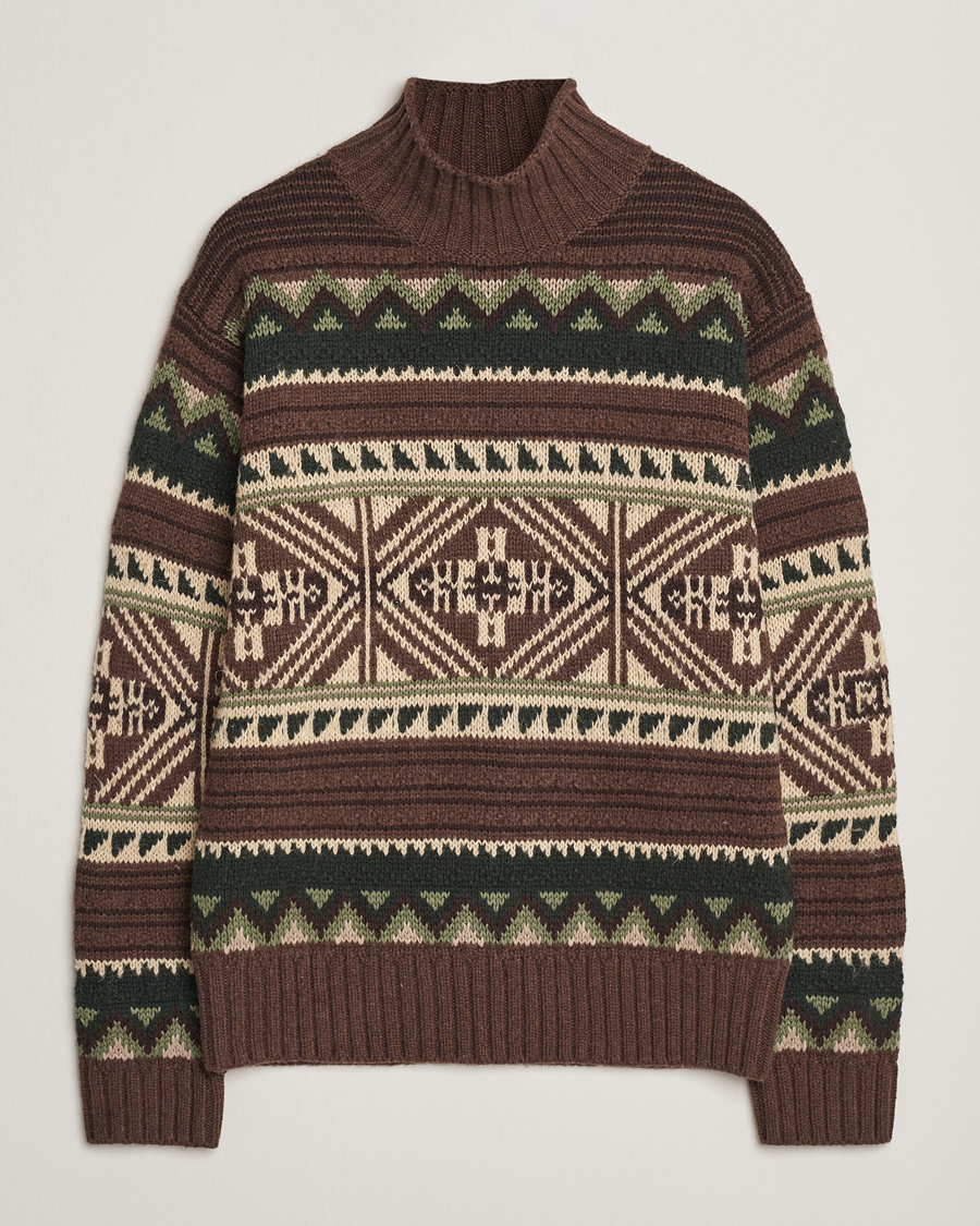 Mies | Puserot | Polo Ralph Lauren | Wool Cotton Blend Sweater Brown Combo