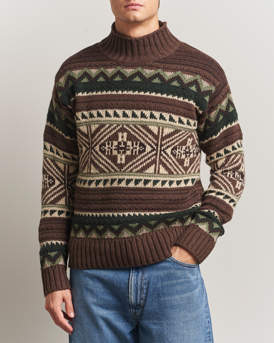 Mies | Puserot | Polo Ralph Lauren | Wool Cotton Blend Sweater Brown Combo