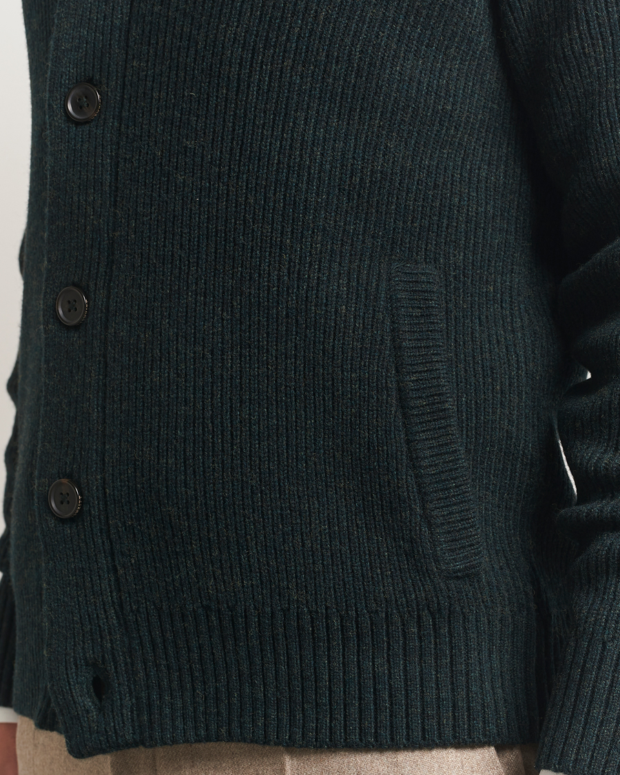 Mies | Puserot | Charles Tyrwhitt | Chunky Merino Shawl Neck Cardigan Forest Green