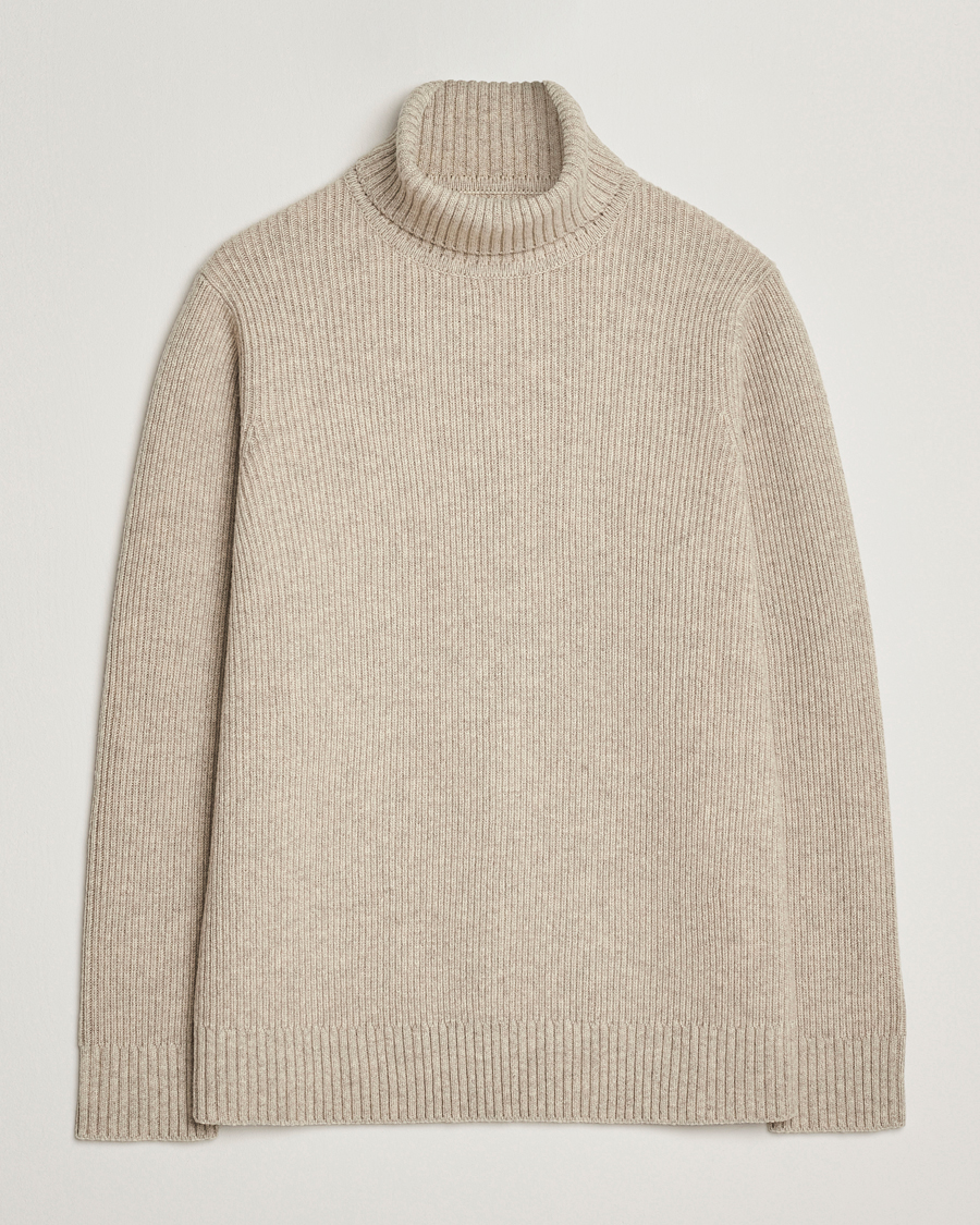 Mies | Puserot | Charles Tyrwhitt | Chunky Merino Roll Neck Oatmeal