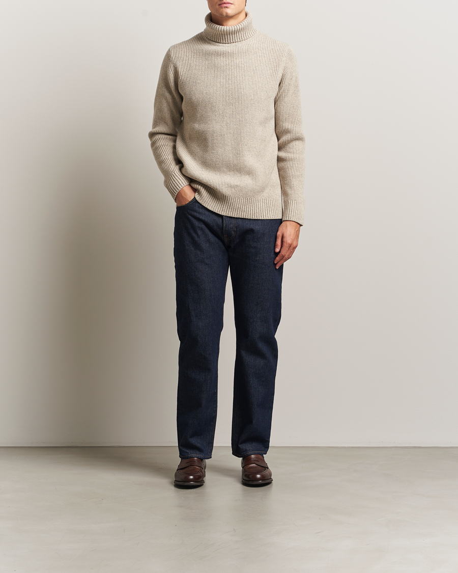 Mies | Puserot | Charles Tyrwhitt | Chunky Merino Roll Neck Oatmeal