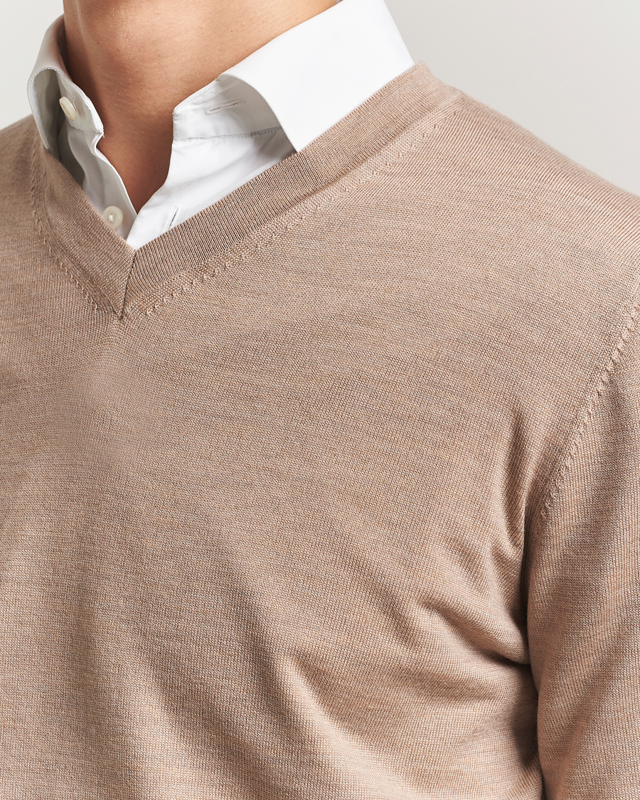 Mies | Puserot | Charles Tyrwhitt | Pure Merino V-Neck Jumper Oatmeal