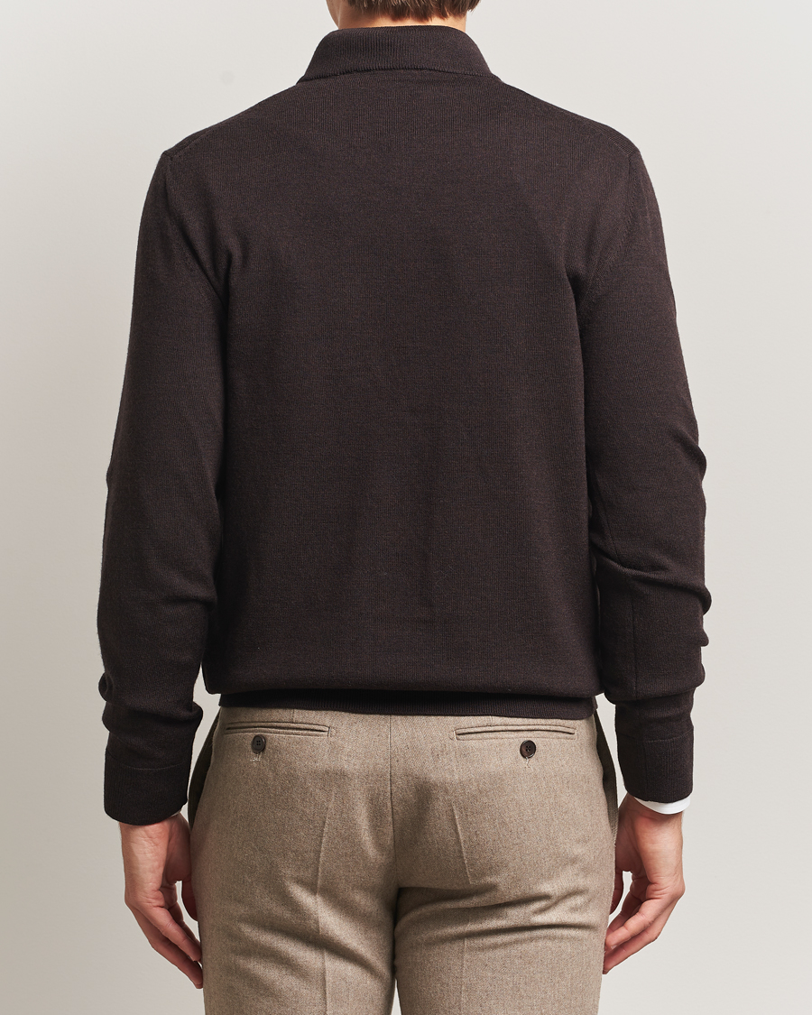 Mies | Puserot | Charles Tyrwhitt | Pure Merino Zip Neck Jumper Chocolate Brown