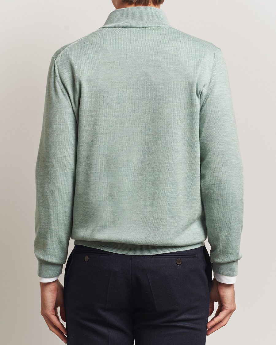 Mies | Puserot | Charles Tyrwhitt | Pure Merino Zip Neck Jumper Pale Teal Green