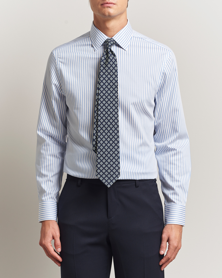 Mies | Kauluspaidat | Charles Tyrwhitt | Slim Fit Non Iron Twill Stripe Shirt Blue