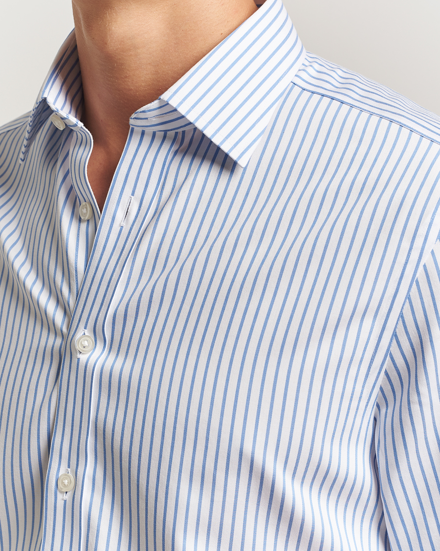 Mies | Kauluspaidat | Charles Tyrwhitt | Slim Fit Non Iron Twill Stripe Shirt Blue