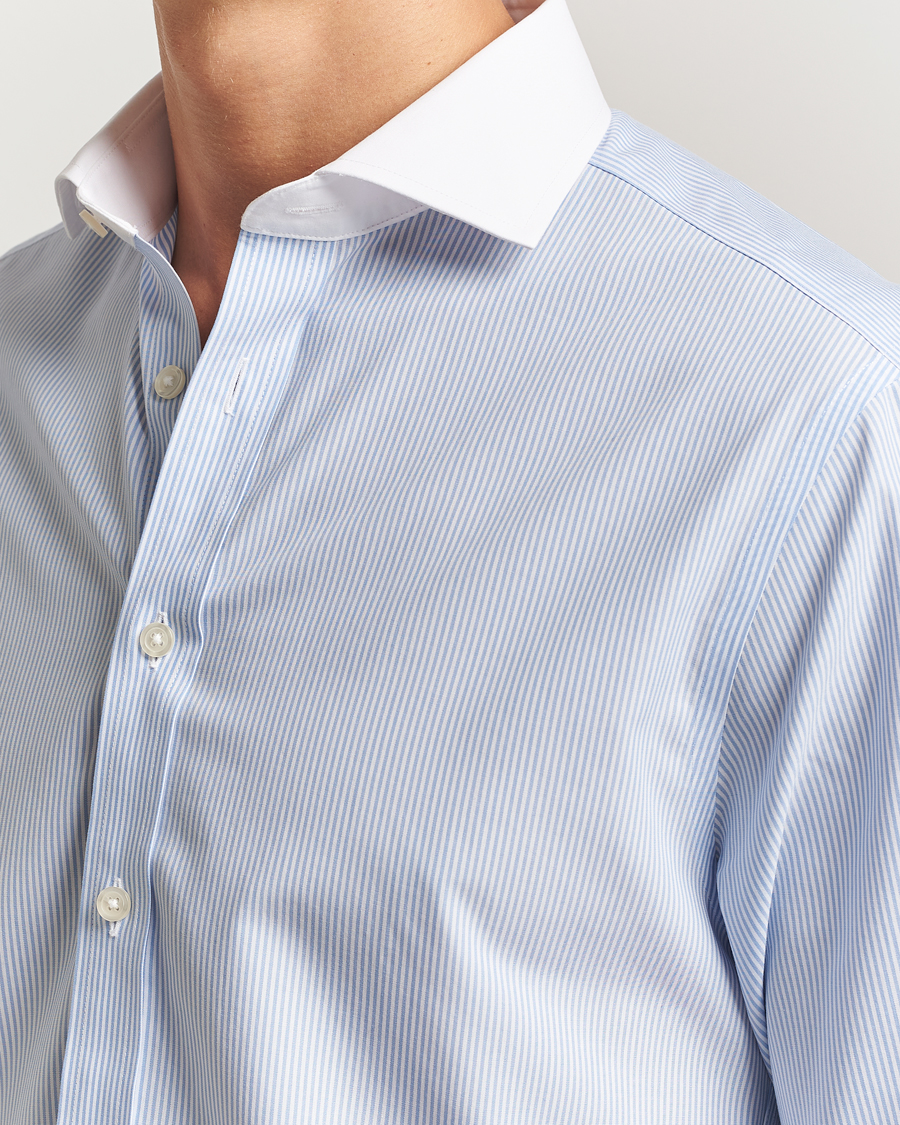 Mies | Kauluspaidat | Charles Tyrwhitt | Slim Fit Non Iron Bengal Stripe Winchester Shirt Sky Blue