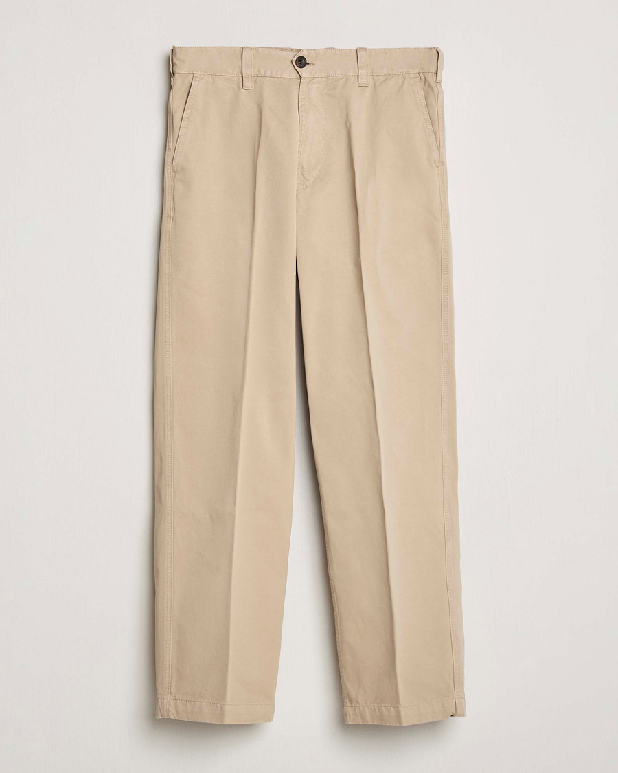 Mies | Housut | Drake's | Flat Front Peached Cotton Chino Sand
