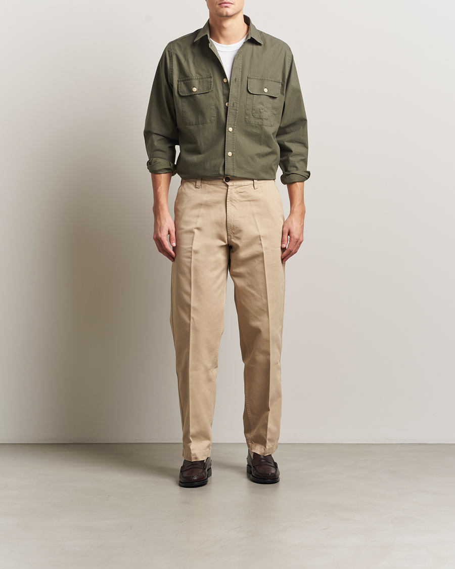 Mies | Housut | Drake's | Flat Front Peached Cotton Chino Sand