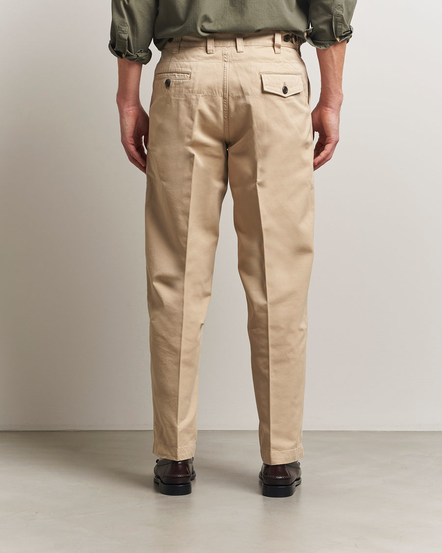 Mies | Housut | Drake's | Flat Front Peached Cotton Chino Sand