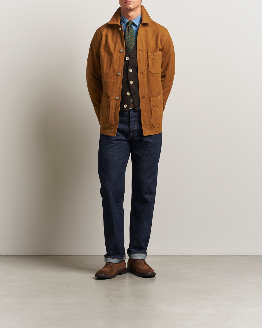Mies | Takit | Drake's | Duck Cotton Canvas Chore Coat Tobacco