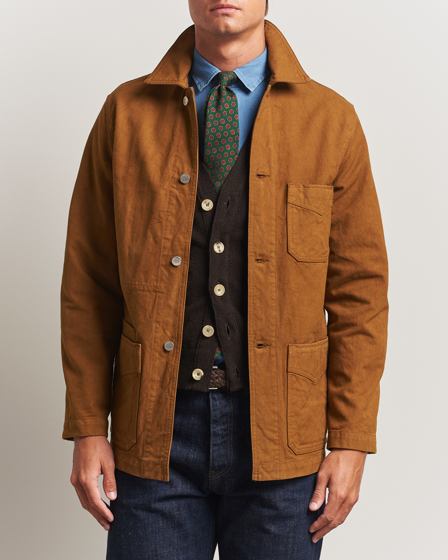 Mies | Takit | Drake's | Duck Cotton Canvas Chore Coat Tobacco