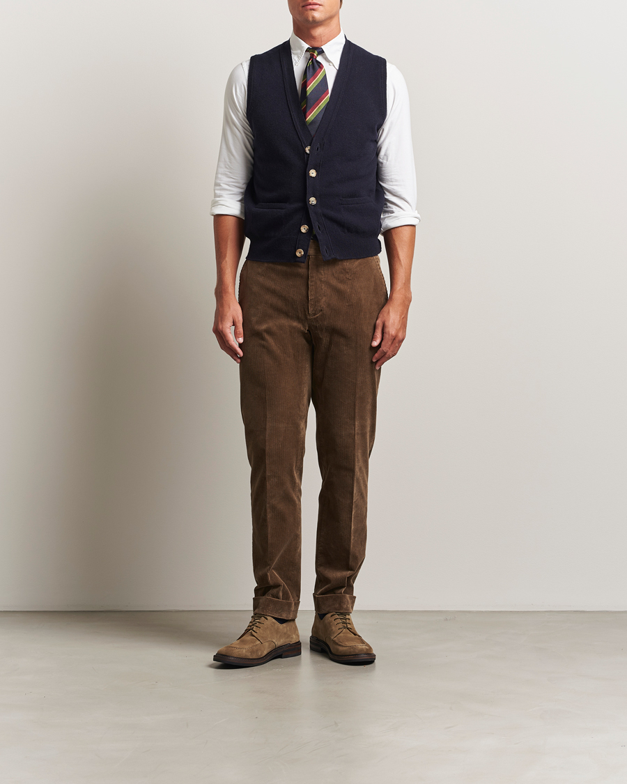 Mies | Puserot | Drake's | Lambswool Vest Cardigan Navy