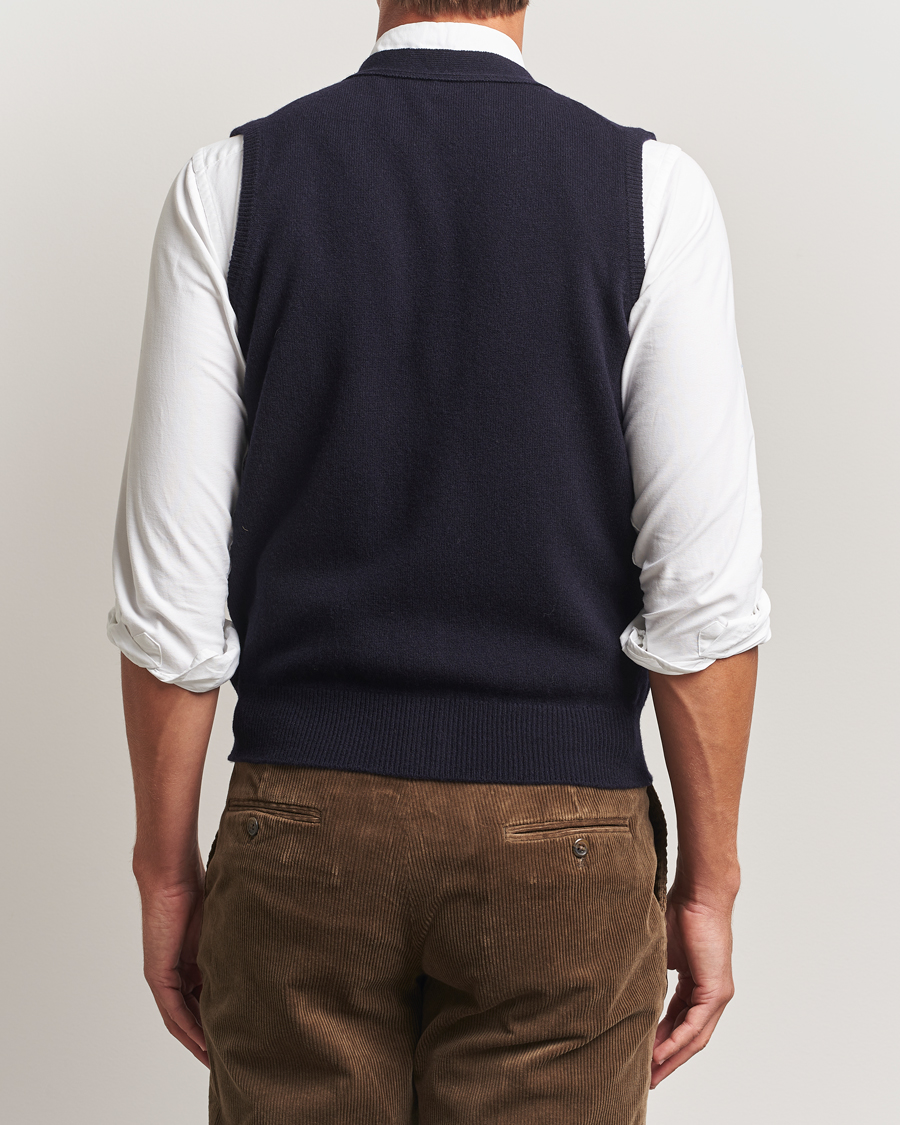 Mies | Puserot | Drake's | Lambswool Vest Cardigan Navy