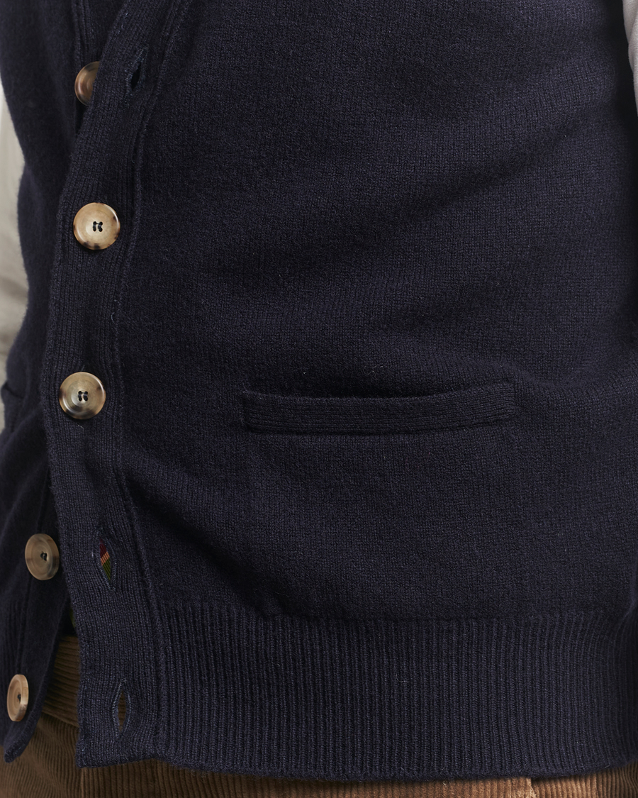 Mies | Puserot | Drake's | Lambswool Vest Cardigan Navy