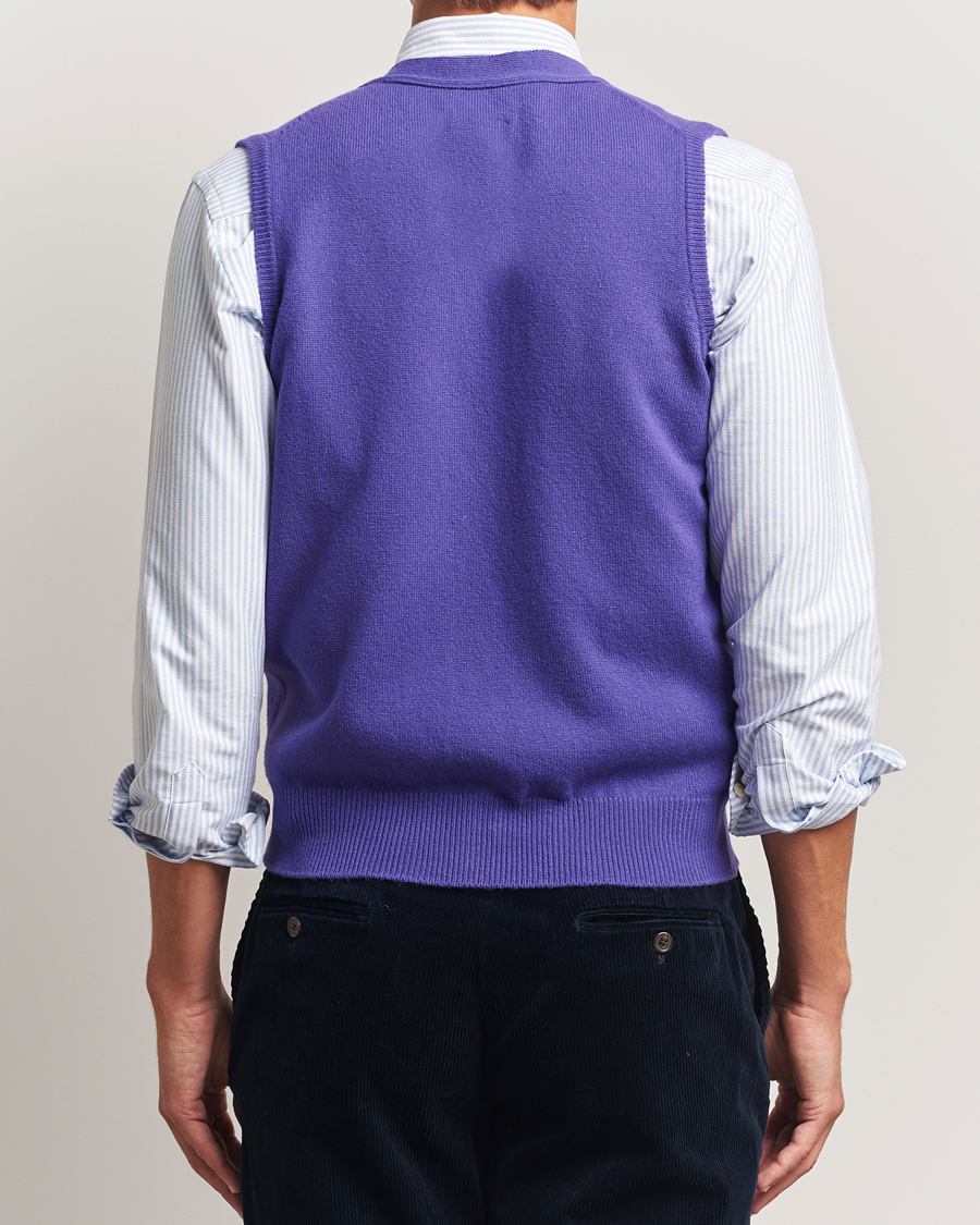 Mies | Puserot | Drake's | Lambswool Vest Cardigan Purple