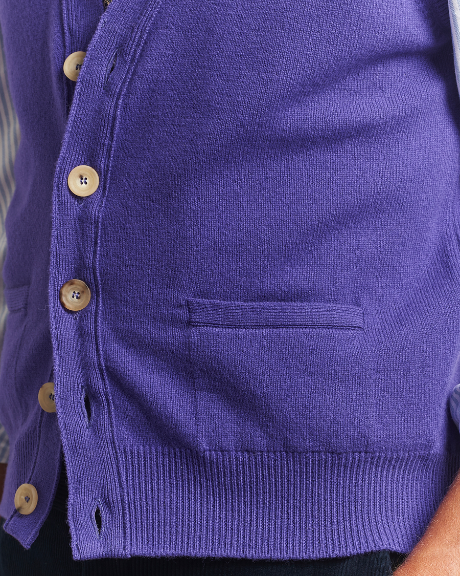 Mies | Puserot | Drake's | Lambswool Vest Cardigan Purple