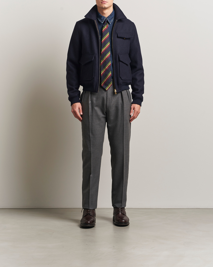 Mies | Takit | Drake's | Melton Bomber Jacket Navy