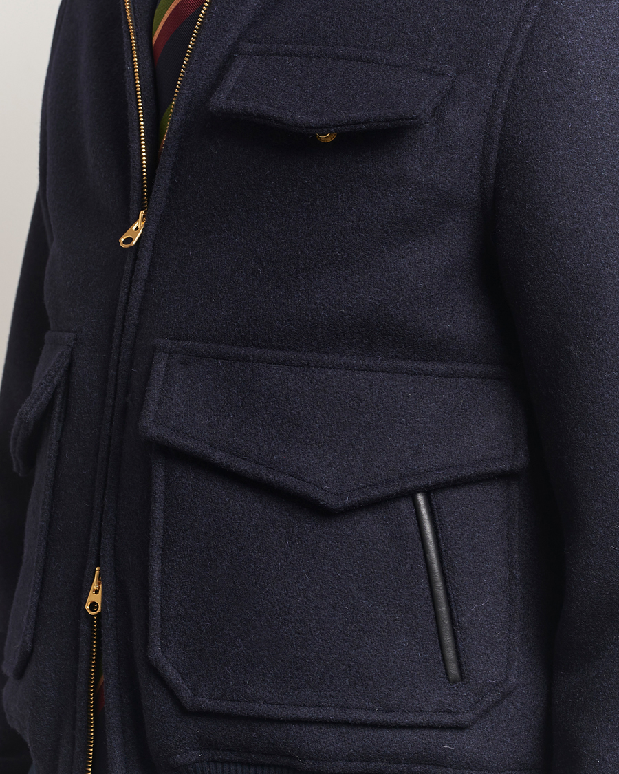 Mies | Takit | Drake's | Melton Bomber Jacket Navy