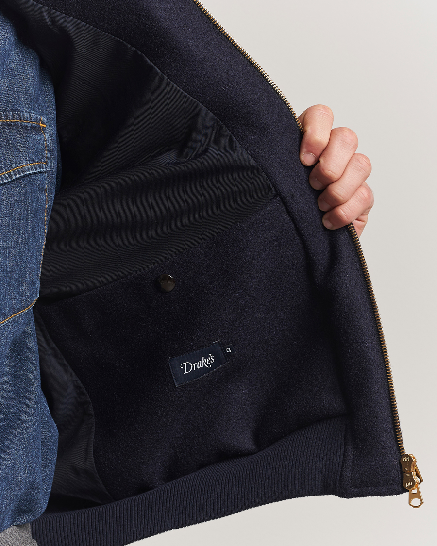 Mies | Takit | Drake's | Melton Bomber Jacket Navy