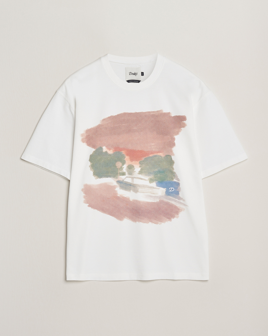 Mies | T-paidat | Drake's | Graphic Print T-Shirt White
