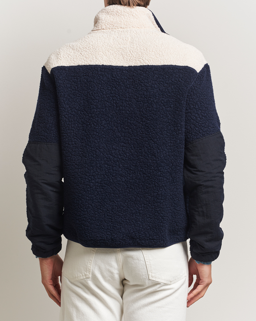 Mies | Puserot | Drake's | Colourblock Half-Zip Fleece Navy/Ecru/Yellow