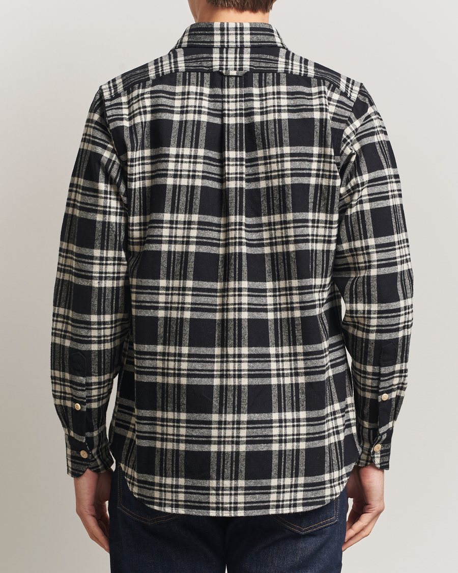 Mies | Kauluspaidat | Drake's | Check Heavy Cotton Work Shirt Navy/White