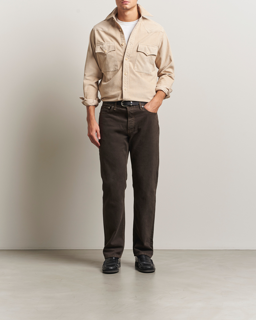 Mies | Kauluspaidat | Drake's | Fine Corduroy Work Shirt Ecru