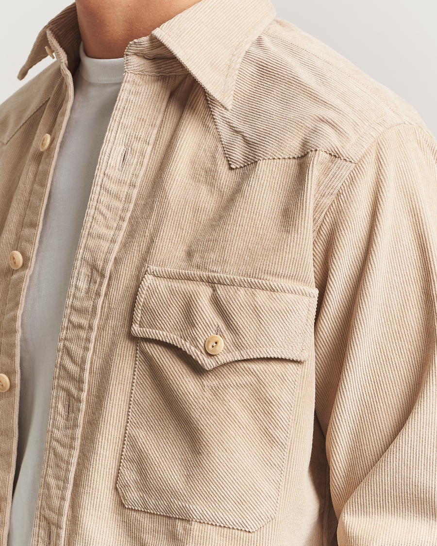 Mies | Kauluspaidat | Drake's | Fine Corduroy Work Shirt Ecru