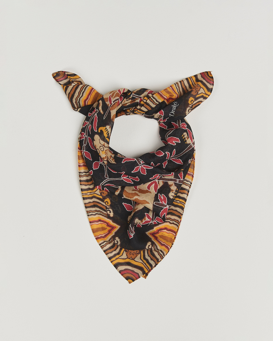 Mies | Drake's Tiger Bandana Black | Drake's | Tiger Bandana Black