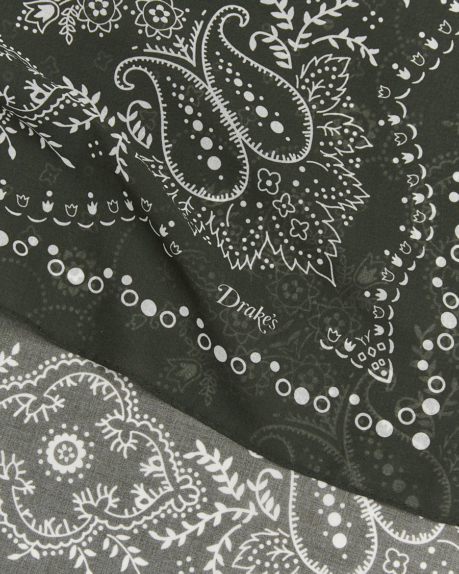 Mies | Huivit | Drake's | Paisley Bandana Dark Green