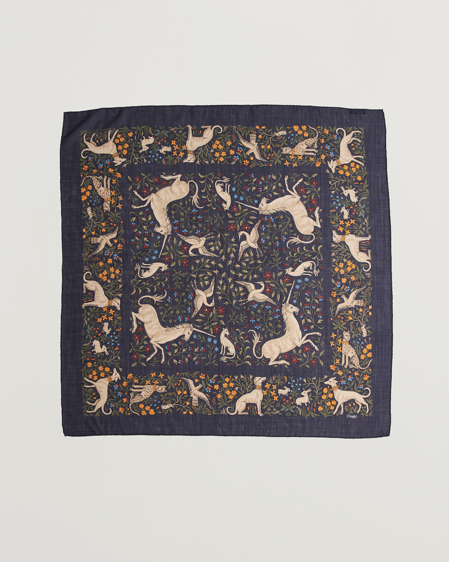 Mies | Huivit | Drake's | Drake'sUnicorn Garden Wool/Silk ScarfNavy