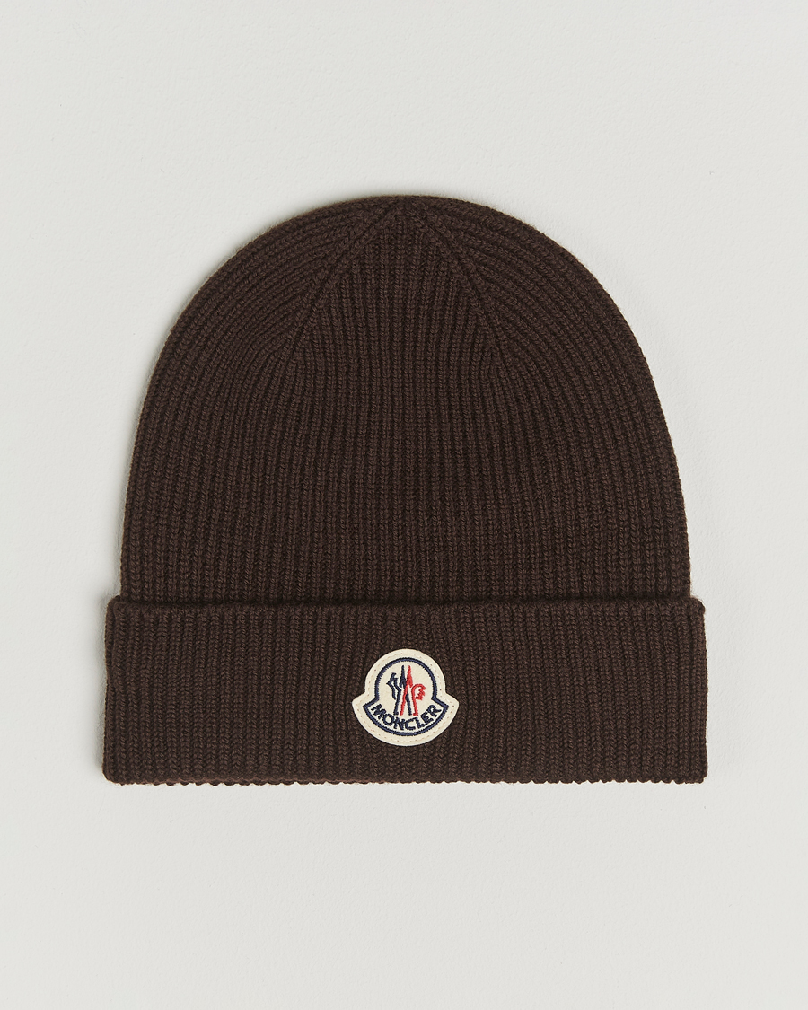 Mies | Moncler Rib Wool Beanie Brown | Moncler | Rib Wool Beanie Brown