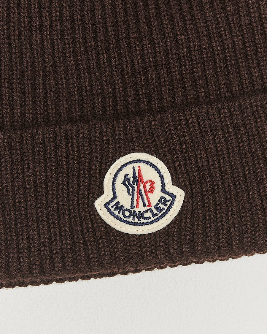 Mies | Moncler Rib Wool Beanie Brown | Moncler | Rib Wool Beanie Brown