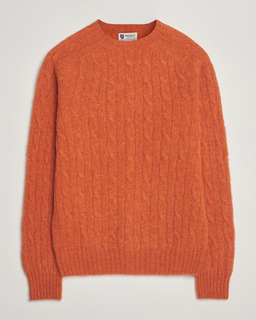 Mies | Puserot | Morris | Brushed Cable Sweater Orange