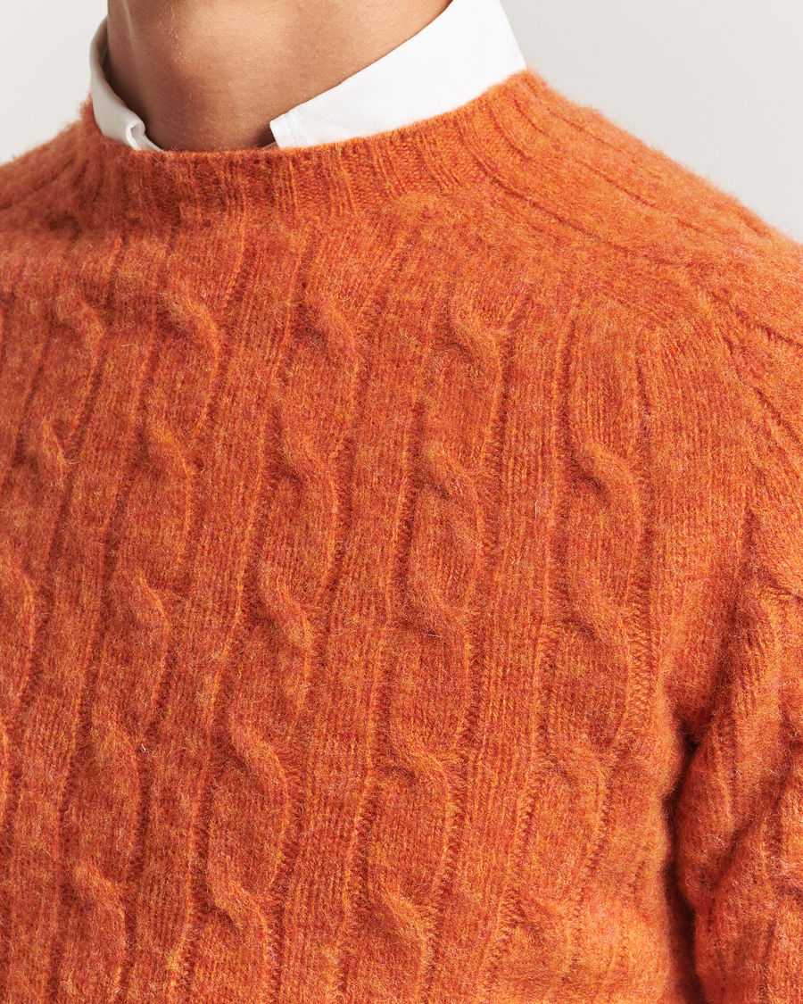 Mies | Puserot | Morris | Brushed Cable Sweater Orange
