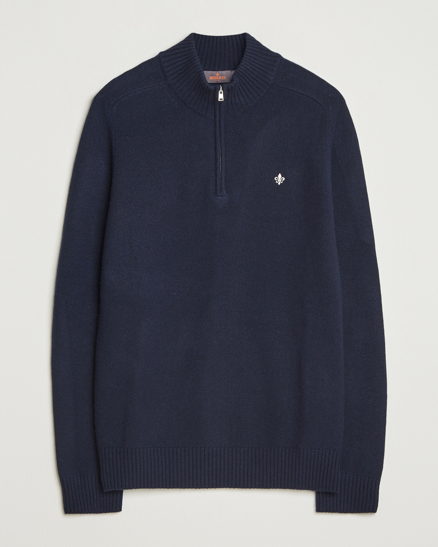 Mies | Puserot | Morris | Hertford Lambswool Merino Half Zip Navy