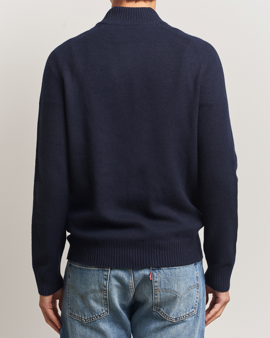 Mies | Puserot | Morris | Hertford Lambswool Merino Half Zip Navy