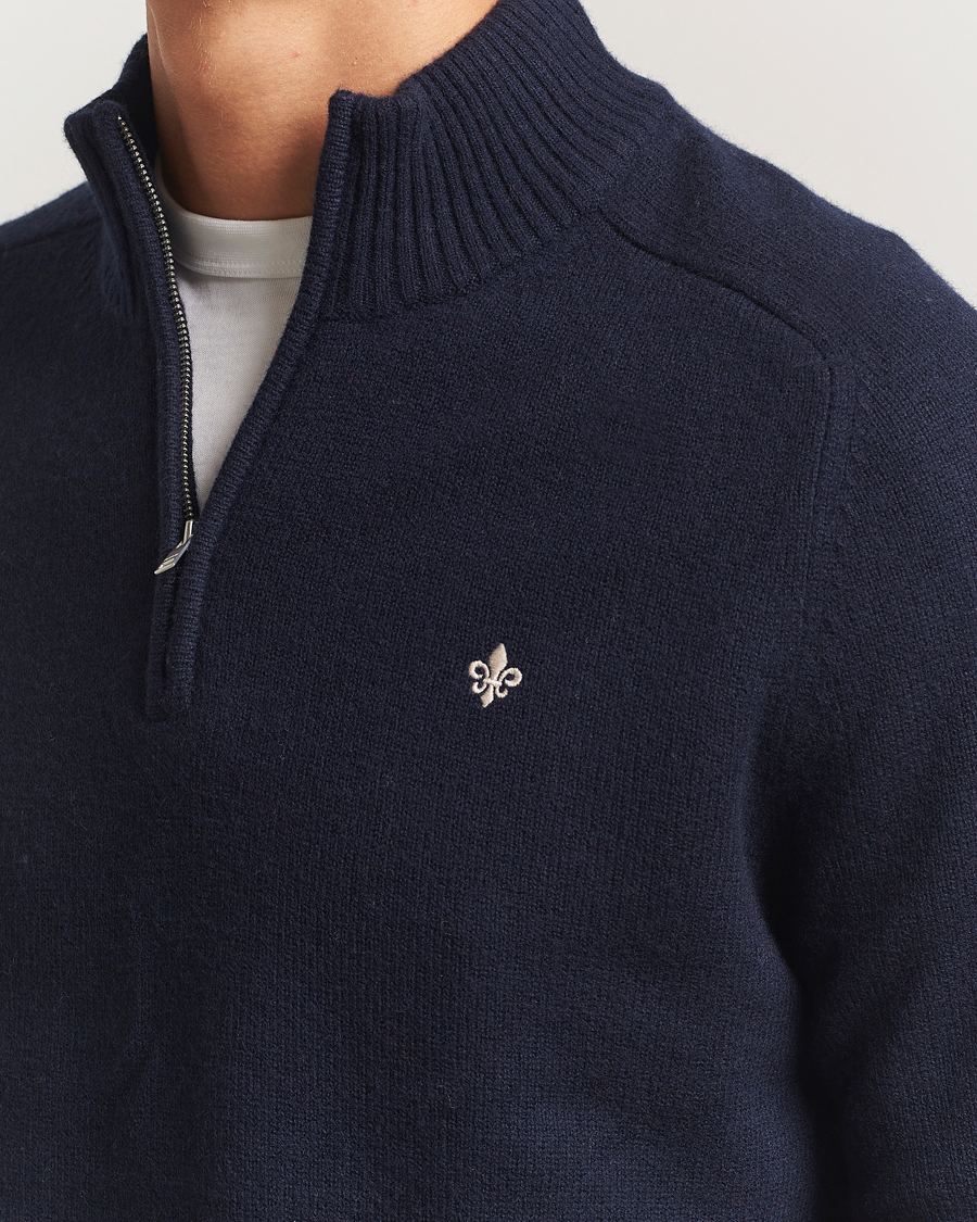 Mies | Puserot | Morris | Hertford Lambswool Merino Half Zip Navy
