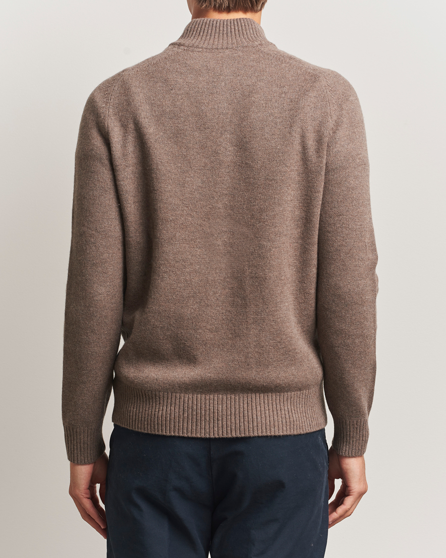Mies | Puserot | Morris | Hertford Lambswool Merino Half Zip Brown